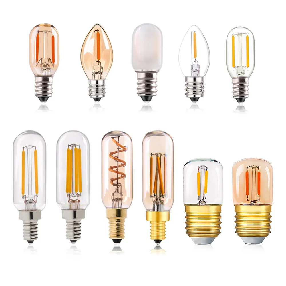 

Mini Tubular Vintage LED Lamp E12 E14 E26 E27 Screw Edison LED Filament Light Bulb 110V 220V Warm White Chandelier Light T28 T25