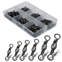 120pcslot 6 size fishing swivel barrel swivel stainless steel sea fishing hook connector rolling swivel for sea fish tackle box