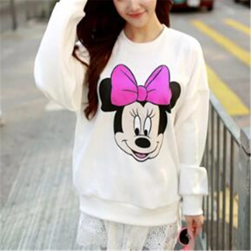 Стильные женские толстовки с капюшоном Микки Маусом Disney белые повседневные