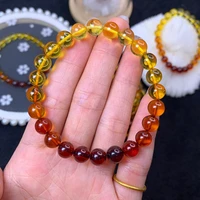 natural rainbow amber round beads bracelet 6mm 7mm 8mm yellow red amber women men healing stretch jewelry aaaaa