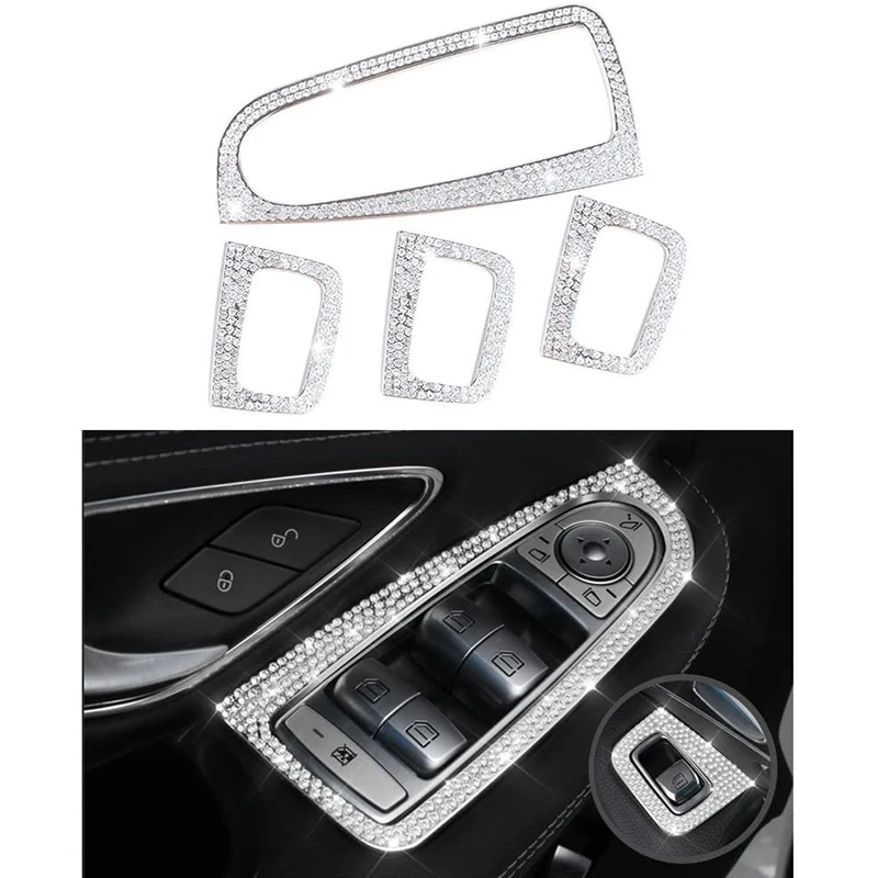 4 шт. автомобильные блестящие Серебристые чехлы на кнопки управления окном
