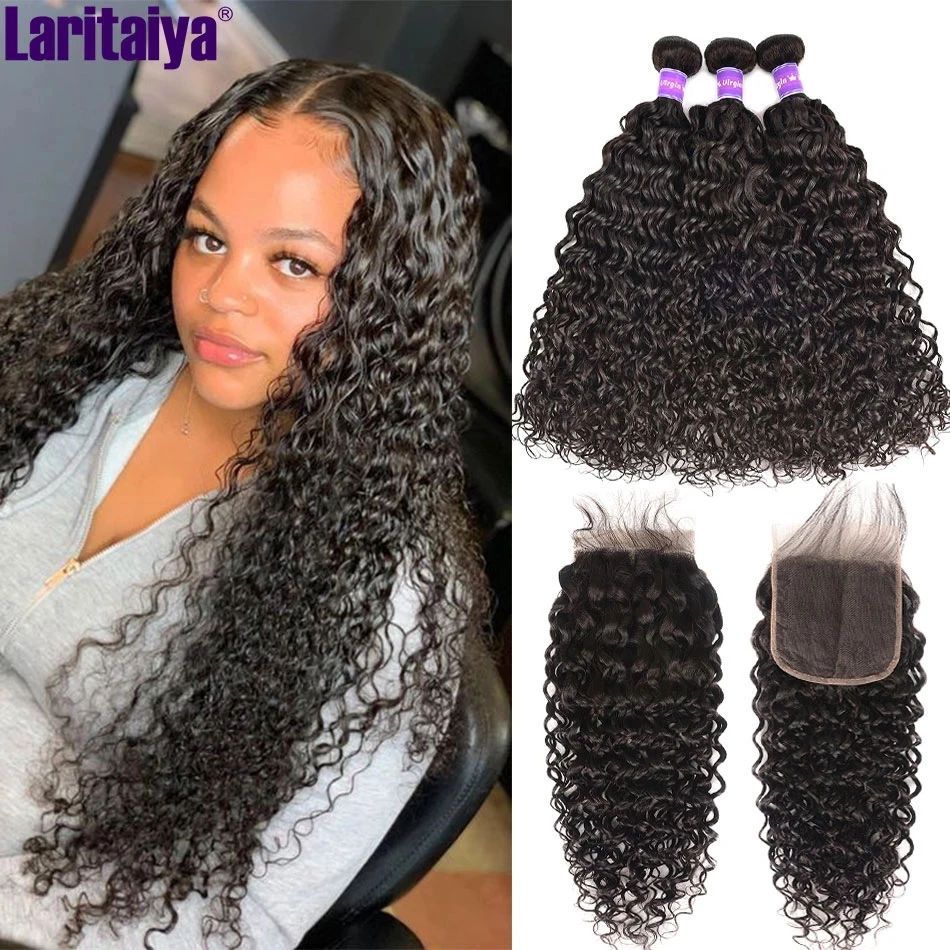 13x4 Transparent Lace Frontal With Bundles Peruvian Water Wave 100% Remy Human Hair Closure | Шиньоны и парики