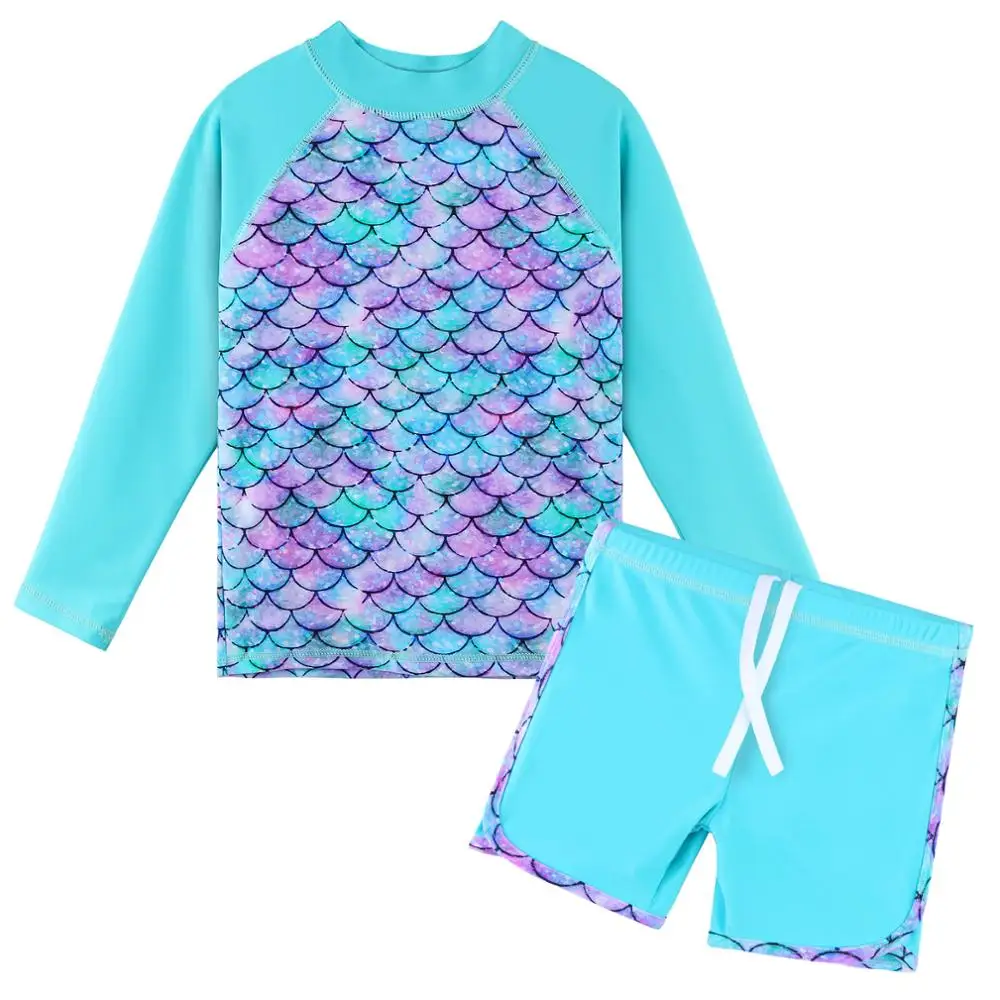 

BAOHULU 3-10 Years Girls Swimsuit Two Pieces Kids Swimwear High Quality Fish Scales Print Beach Wear Bathing Suit-S327