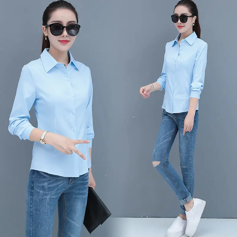 

2020 New Autumn Women Office Lady Long Sleeve Blouses Female Casual Work Wear Korean Slim All-match Blusas Shirts Tops A93