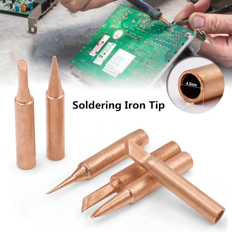 

5pcs 900M-T Pure Copper Soldering Iron Tip Lead-free Solder Tips Welding Head BGA Soldering Tools Branding Iron I+B+K+2.4D+3C