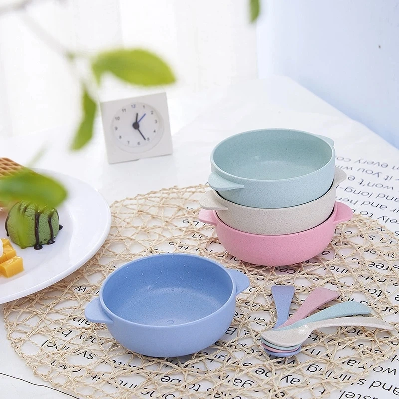 

Набор детской посуды из пшеничной соломы и ложки