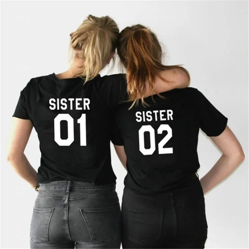 Женская летняя футболка Best Friends SISTER 01 02 Футболка с принтом топы короткими