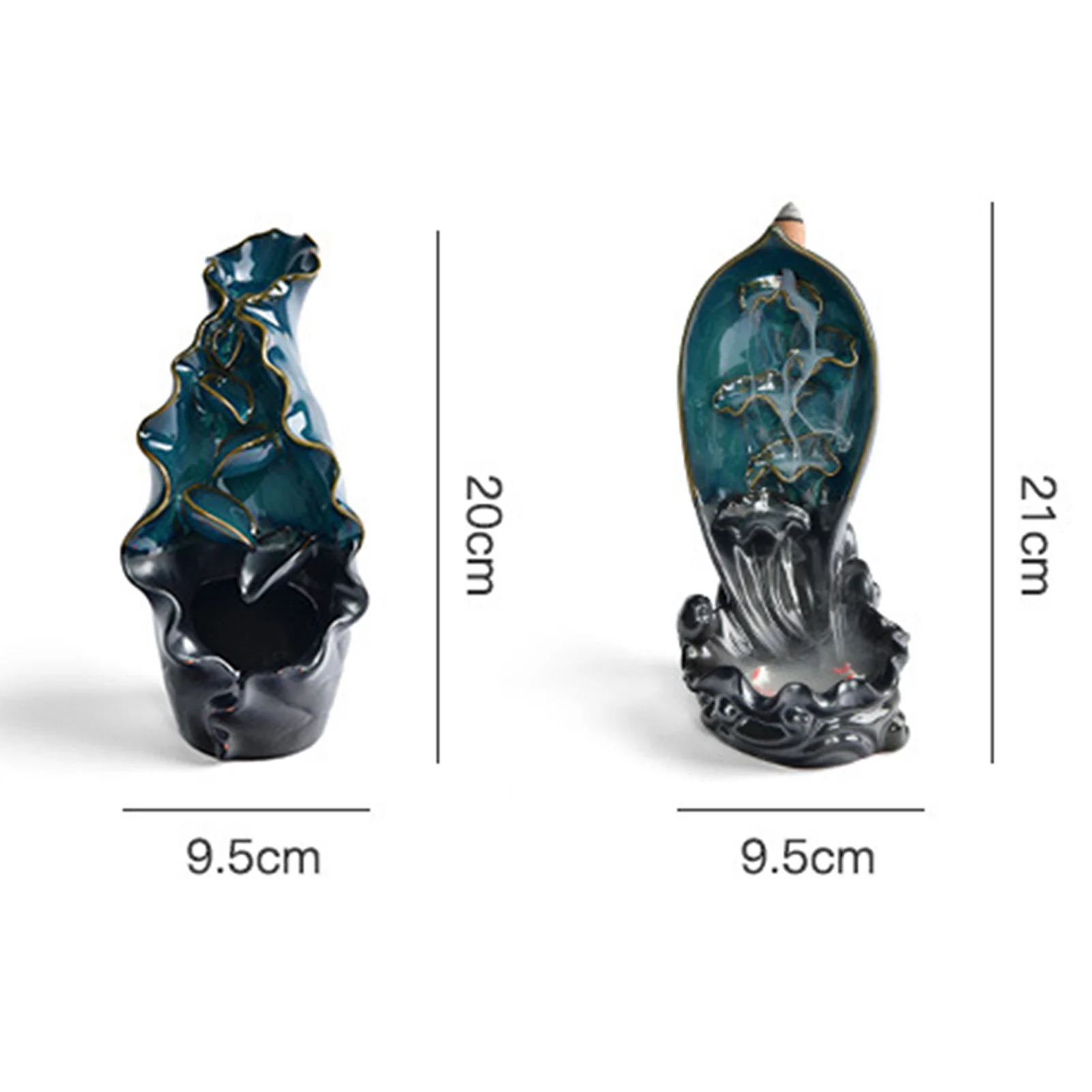 

With 50 Incense Grains Ceramic Backflow Incense Burner Landscape Waterfall Incense Burner Home Decoration Ornaments