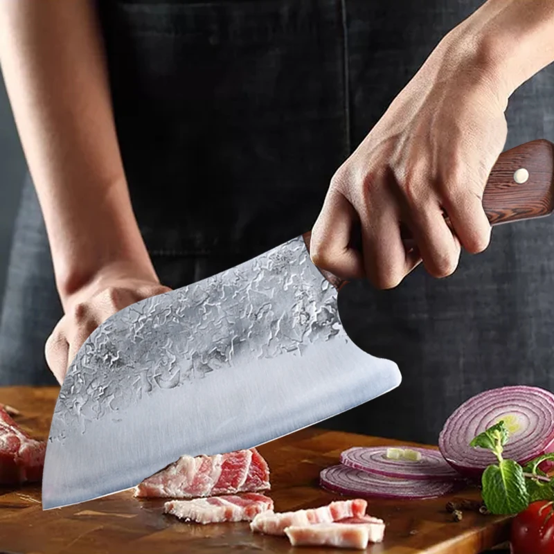 Нож шеф-повара высокопрочный кованый кухонный резец из нержавеющей стали 7