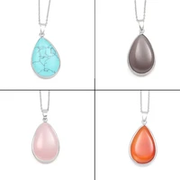 fashion natural turquoises stone pendant agates necklace 32x23 mm water drop shape charms pendants for jewelry necklaces