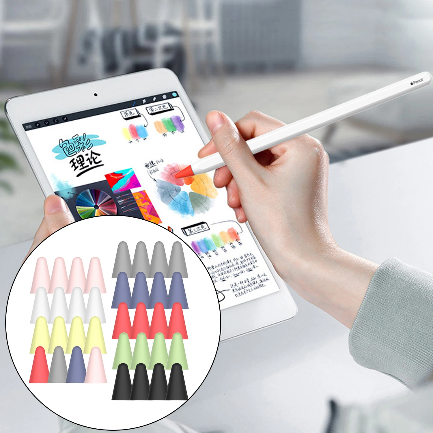 8PCS Non-slip Wear Resistant Silicone Writing Nib Tip Protective Covers Cases for Apple Pencil 1st 2nd Touchscreen Stylus Pen | Компьютеры