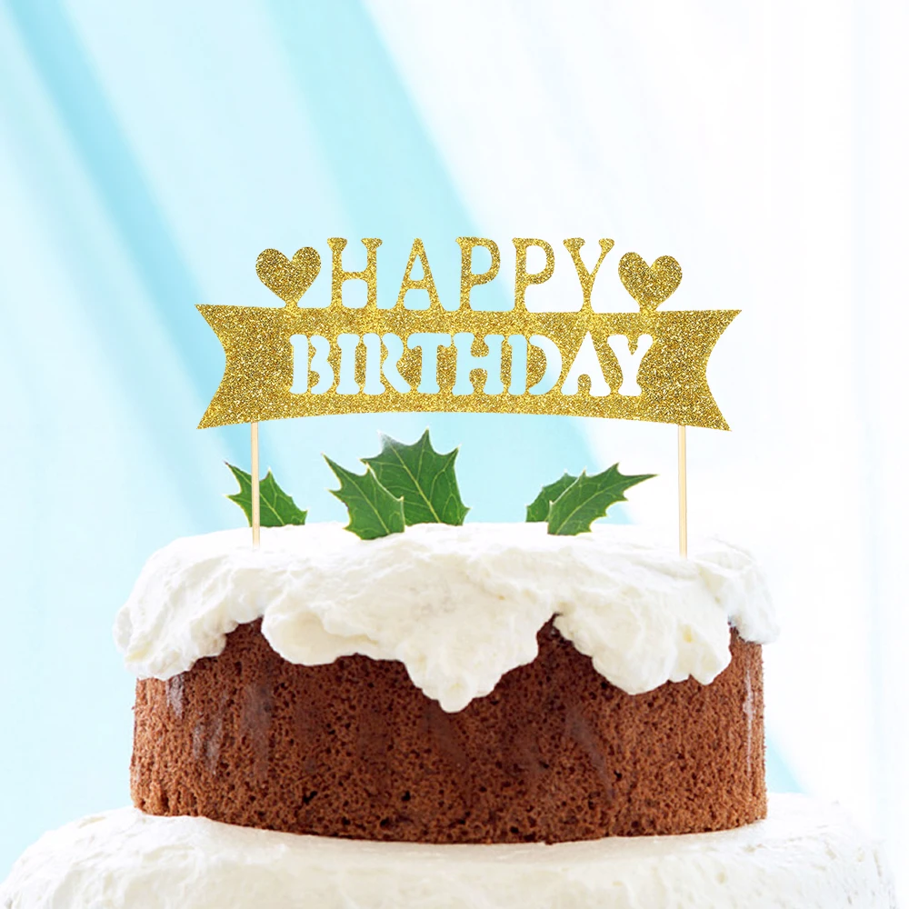 15 шт. блестящее сердце Топпер для торта С Днем Рождения День Кекс десерт