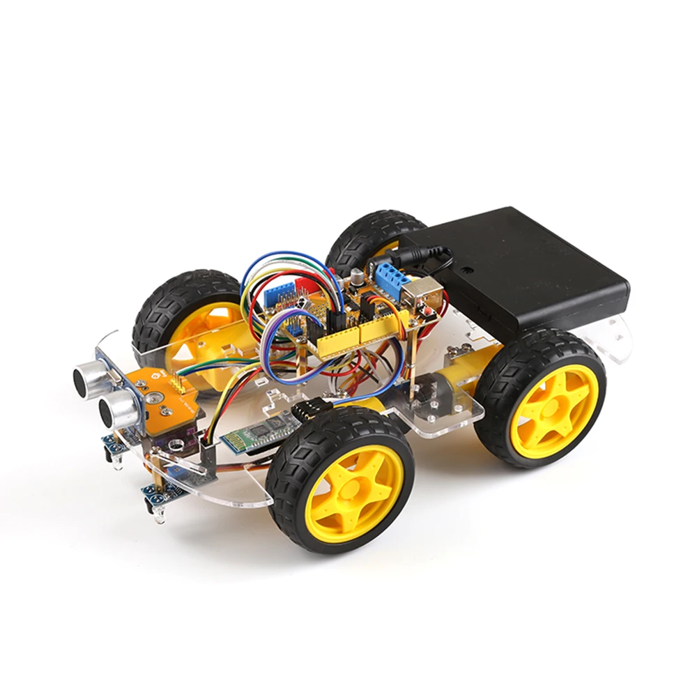 Робот автомобиль 4WD для Arduino UNO R3 Smart Project STEM игрушки детей ультразвуковой трек