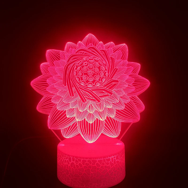 

Lotus Flower 3D Lamp Beautiful Reward for Child for Christmas Decorative 7 Color with Remote Nightlight Usb Led Night Light Lamp