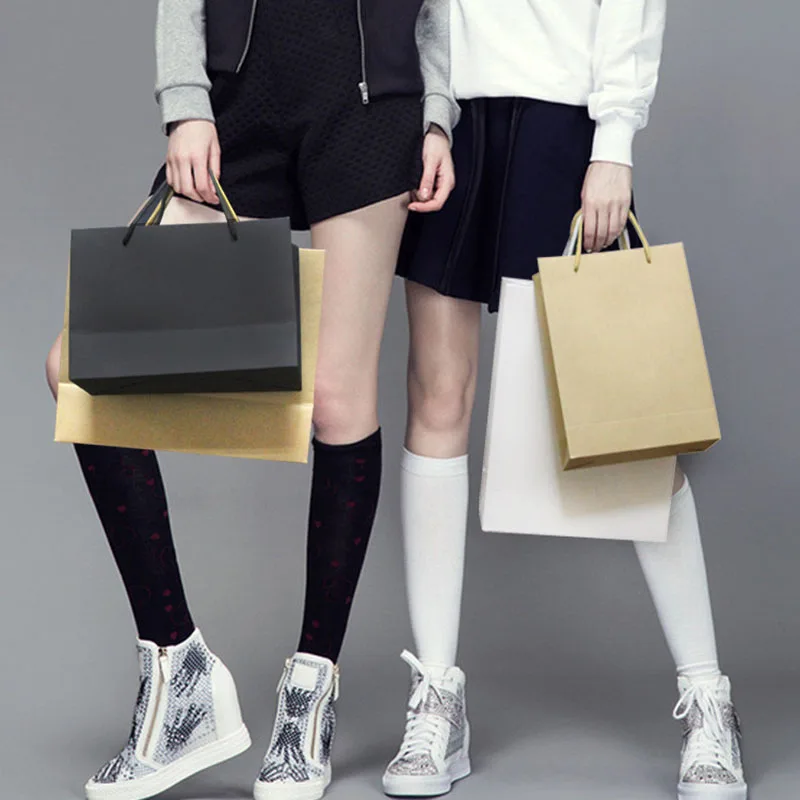 5 шт. Подарочный пакет из крафт бумаги упаковка с ручками свадебные сувениры для