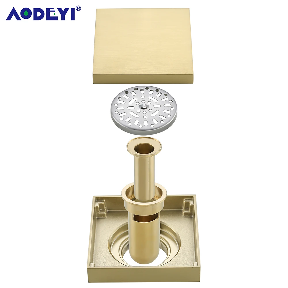 Латунная плитка вставка квадратный пол отходы решетки Ванная комната Душ слив