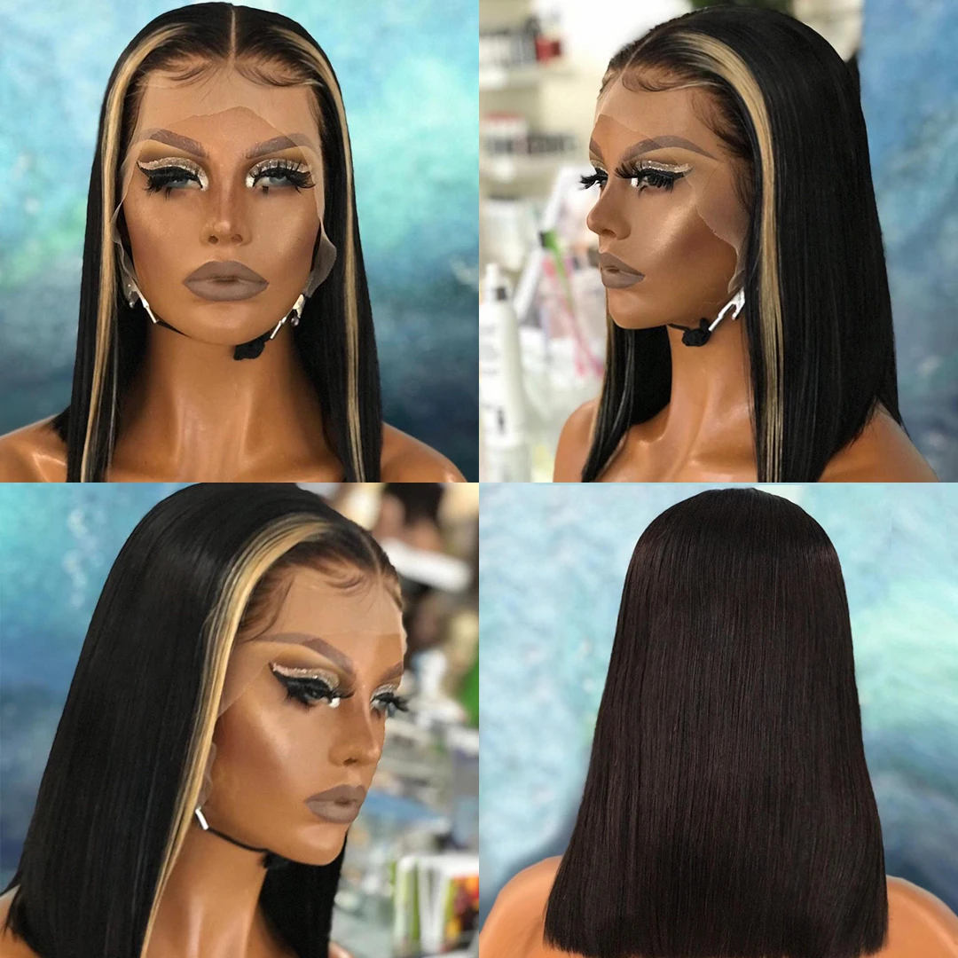 Парик из натуральных волос короткие прямые волосы 13 х1 т