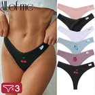 Трусы-стринги женские, хлопковые, с вышивкой, с низкой талией, однотонные, M-XL