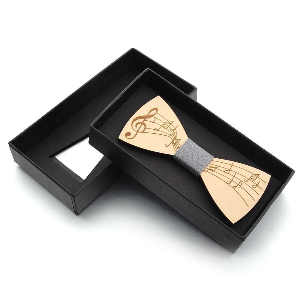 

Модные галстуки-бабочки для мужчин, галстук ручной работы с музыкальным узором, праздничные галстуки-бабочки, деревянный уникальный галсту...