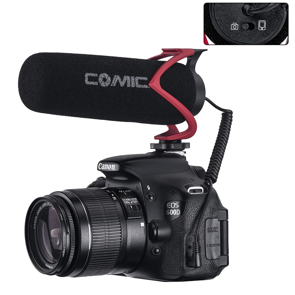 Comica CVM-V30 LITE видео микрофон конденсатор загорается Запись для Canon Nikon Fuji DSLR камера