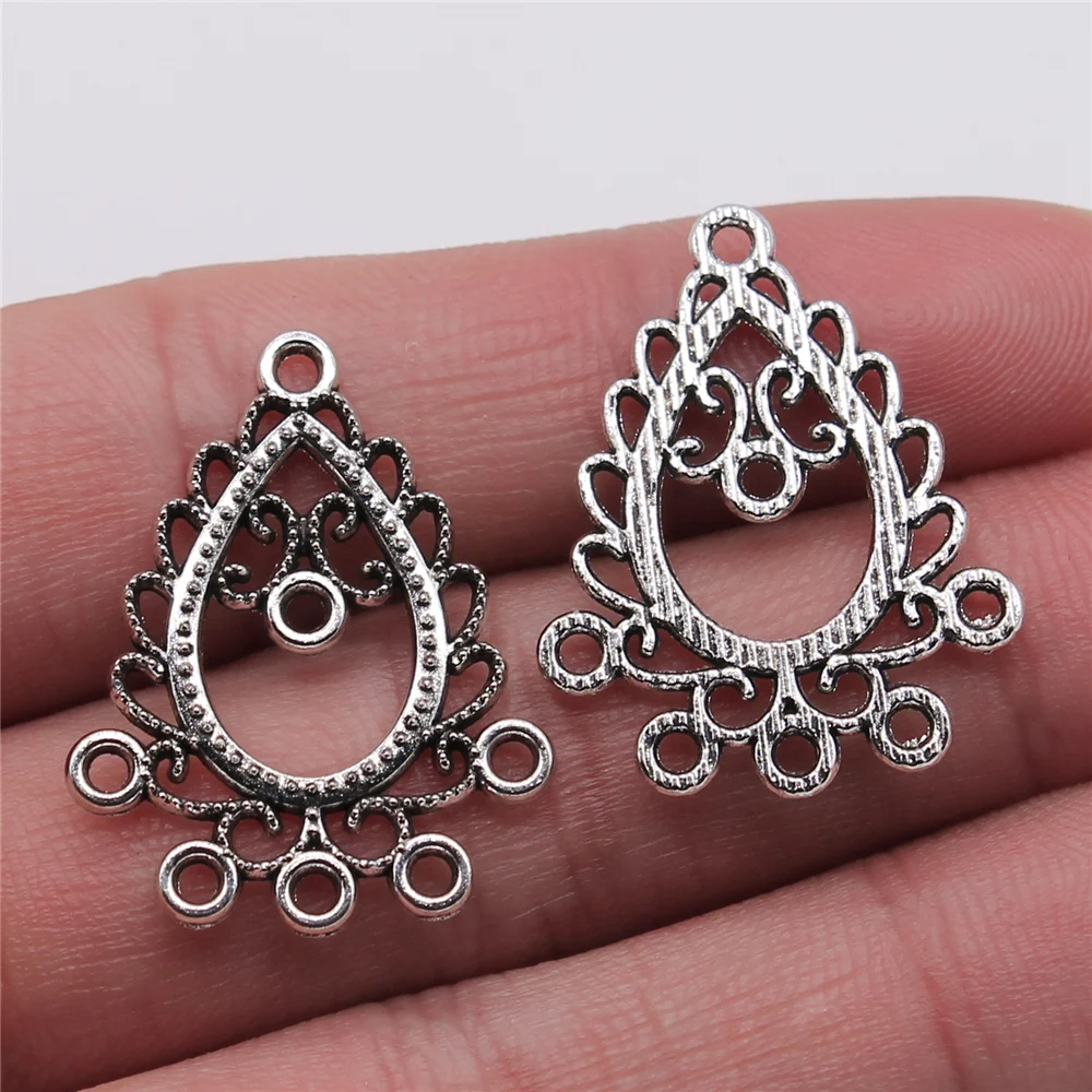

10pcs Porous Earring Connector Antique Silver Color 22x29mm Metal Alloy Jewelry Findings DIY Accessories