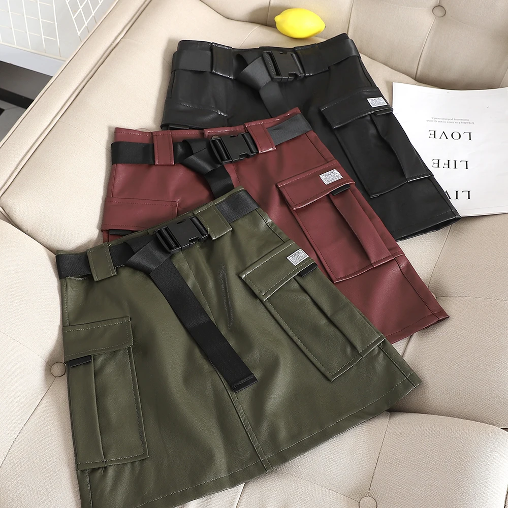 SINGRAIN Женская юбка-карандаш из искусственной кожи высокая талия Клубная одежда