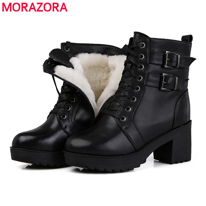 MORAZORA Новинка 2020 года ботильоны из натуральной кожи на молнии с пряжкой ботинки