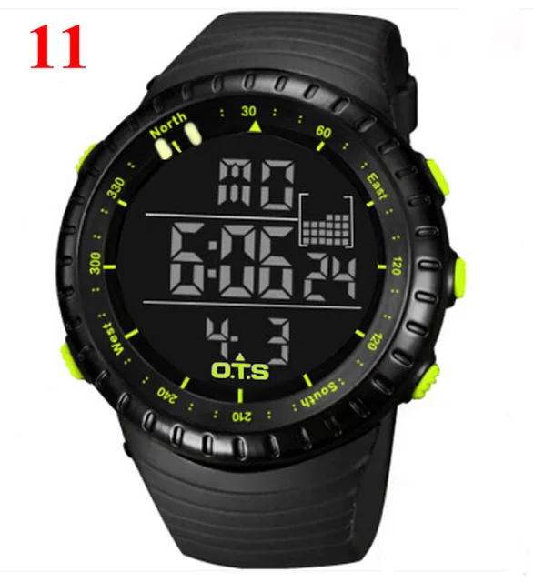 yellow black 5 штук в партии, OTS 7005, Мужские Цифровые спортивные часы для дайвинга, 50 м, водонепроницаемые армейские военные часы, мужские Модные Повседневные часы - Цвет: yellow black