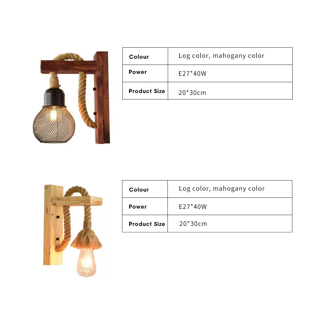 Промышленный декор настенный ретро-светильник E27 деревянный светодиодный