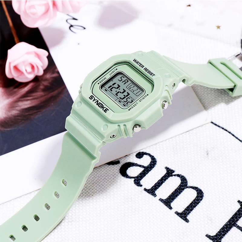 

SYNOKE Elegant Pink Women Digital Watches Unisex Watches 50m Waterproof Sport Watch Women Calendar Timing Function Watch