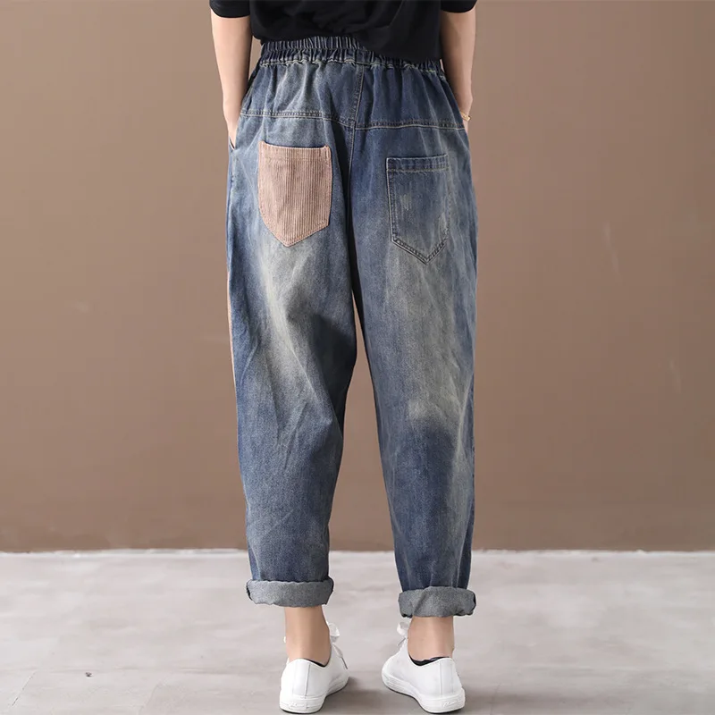 Max LuLu/ корейские модные осенние джинсовые брюки женские штаны-шаровары женские полосатые джинсы в стиле пэчворк Повседневная Уличная Одежда большого размера
