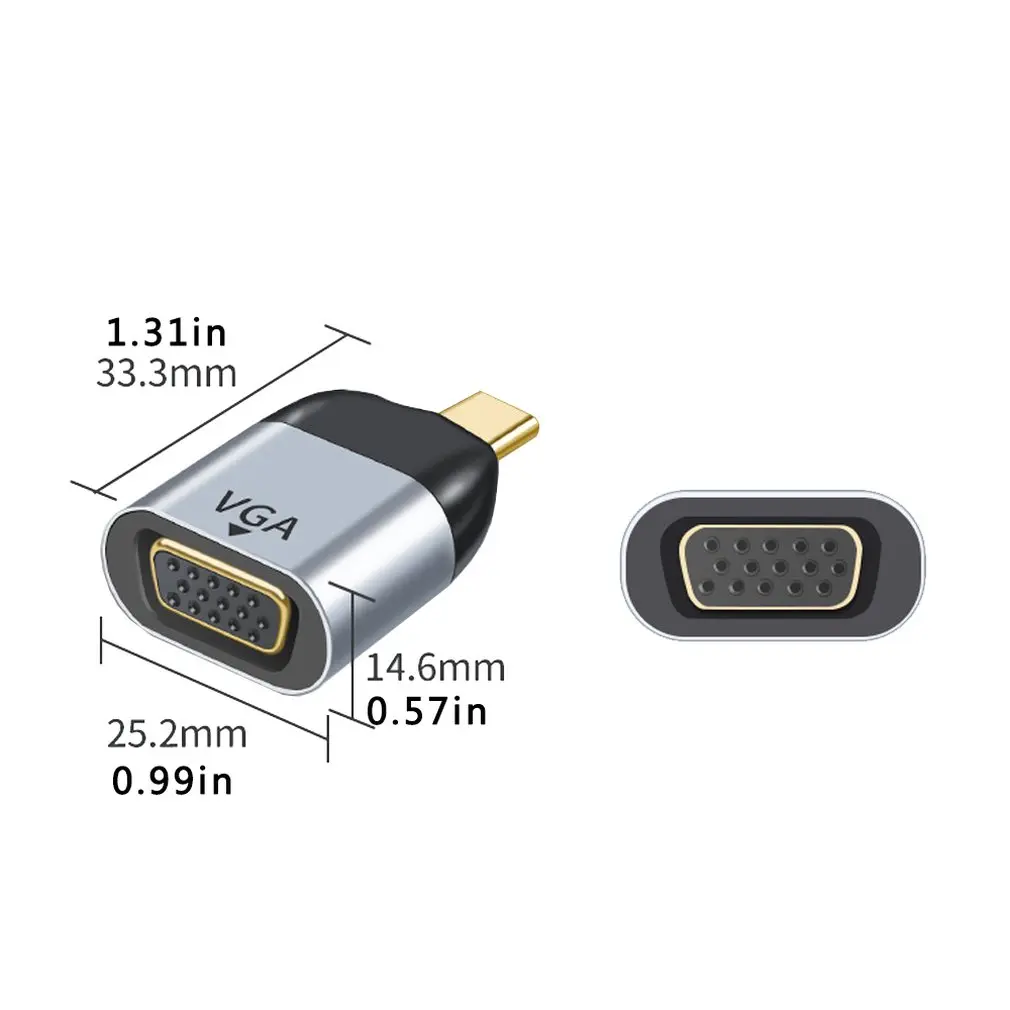 Адаптер Type c-VGA 1080P 60 Гц совместим с Thunderbolt 3 высокое качество изображения