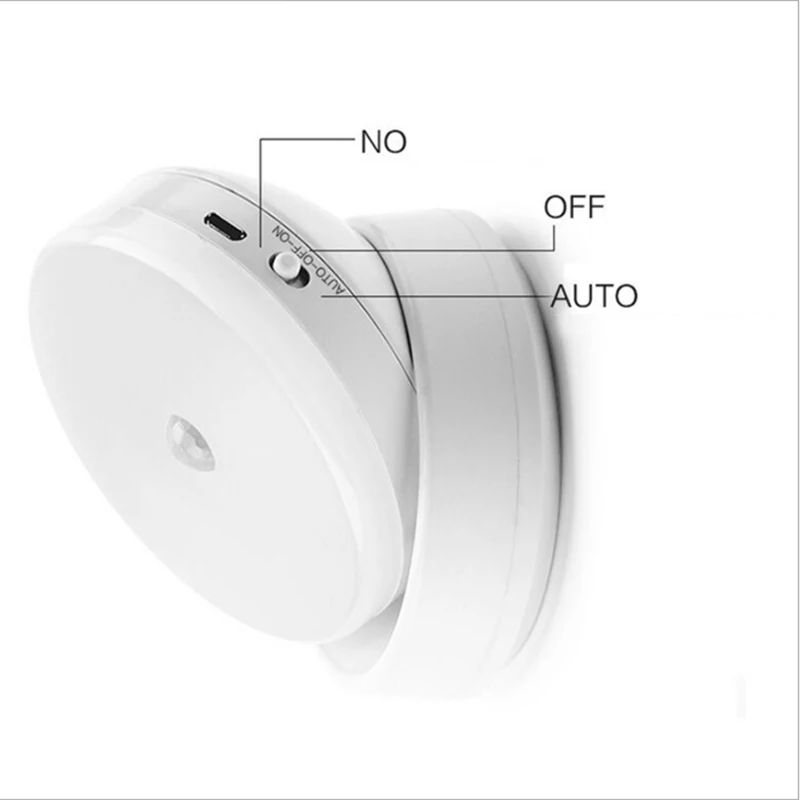 

Usb Night Light Human Body Induction 360 Degree Rotating Cabinet Wardrobe Sensor Light for Bathroom Stair Decoration