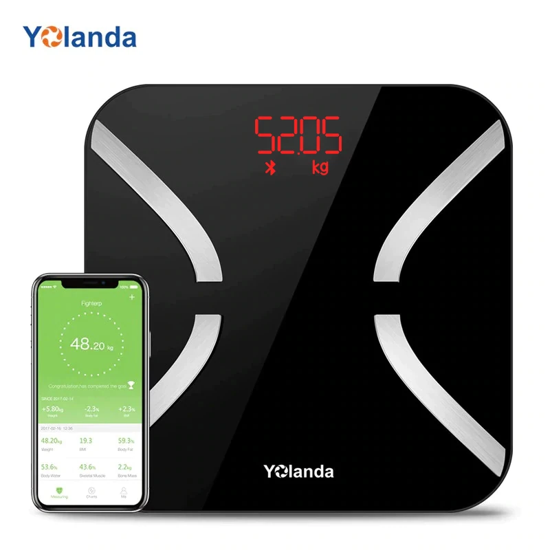 Yolanda CS20M Smart Body Weight Scale Bluetooth Electronic Digital Body Fat Bathroom Scales 11 Body Composition iOS Android APP