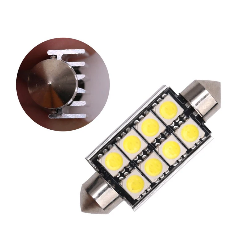 6 шт. Высокое качество 41 мм 8 SMD 5050 Светодиодный чисто белый купол гирлянда CANBUS ОШИБОК интерьер Авто светильник 12 В