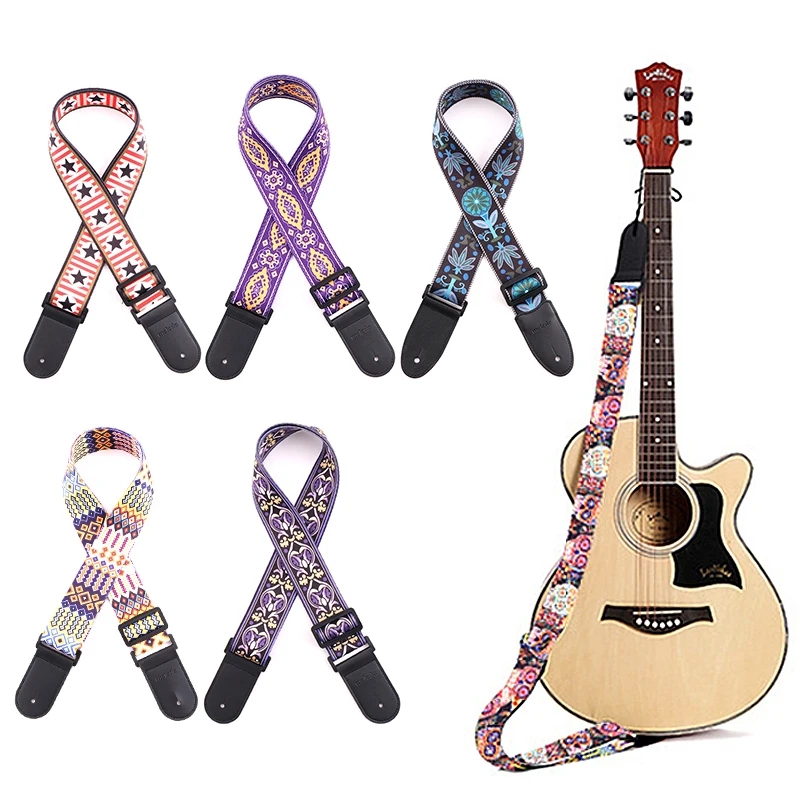 universal leder nylon akustische gitarre gurt für akustische elektrische gitarre und bass gitarre gürtel bunte druck straps free global ship