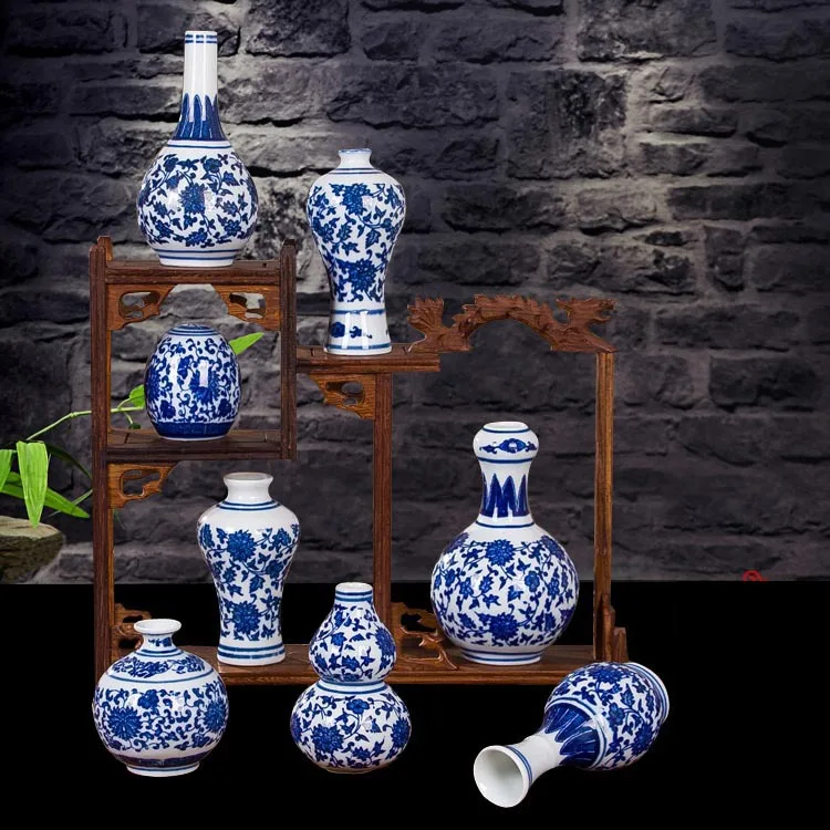 Керамические сине белые фарфоровые вазы Цзиндэчжэнь домашние предметы