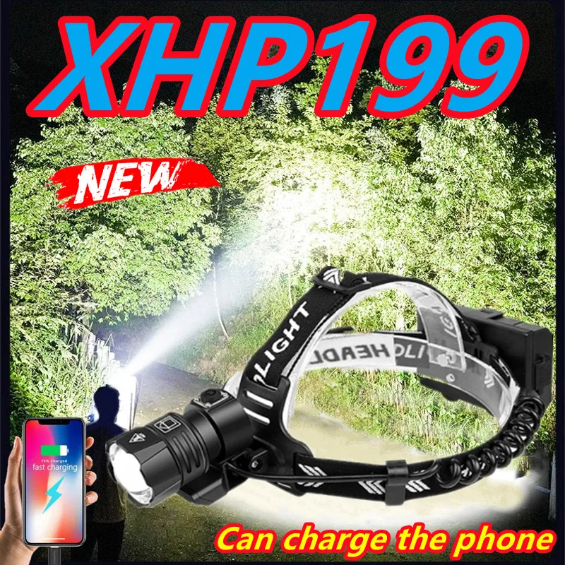 

100000 LM XHP199 LED COB Headlight XHP90 High Power LED Head Lamp 36W Usb 18650 Rechargeable XHP70 Head Light Zoom Headlamp