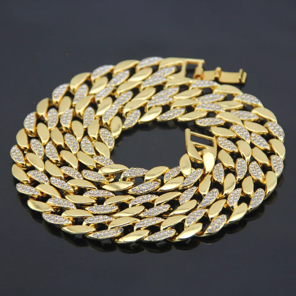 2021 European And American Hip-hop Style Gold Men's Inlaid Cuban Thick Chain Necklace Manufacturer's Spot | Украшения и