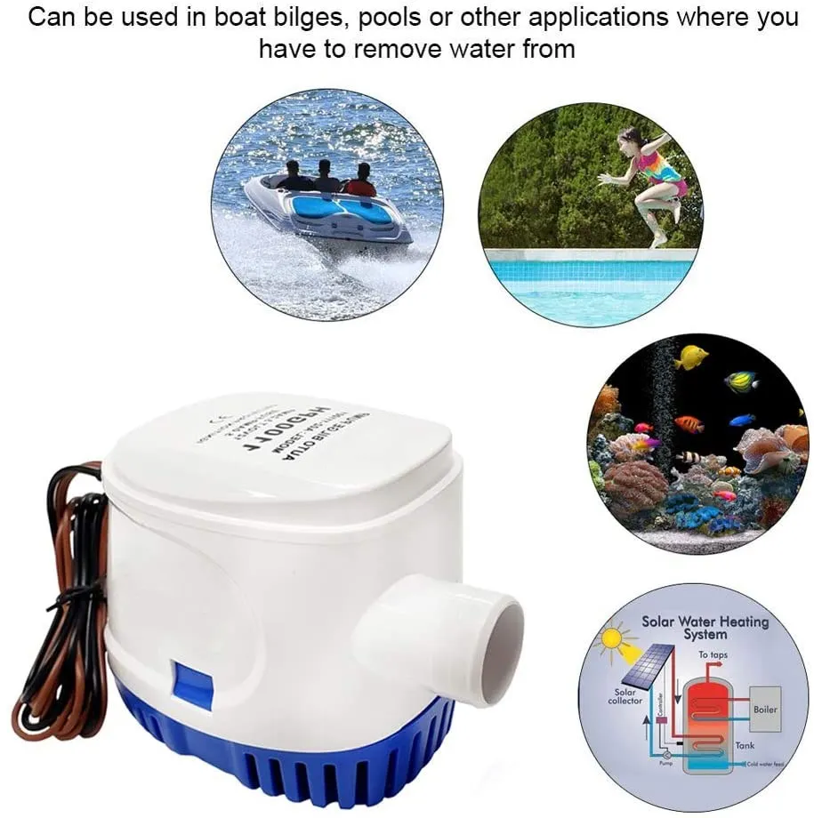 

12V Bilge Pump 1100GPH Automatic Boat Marine Water Pump With Float Switch Submersible Yacht Boat Motor Seaplane Houseboat Pump