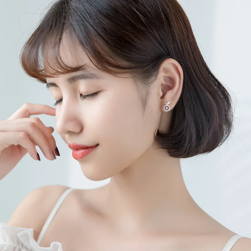 Женские серьги гвоздики из серебра 100% пробы с фианитом|Серьги-гвоздики| |