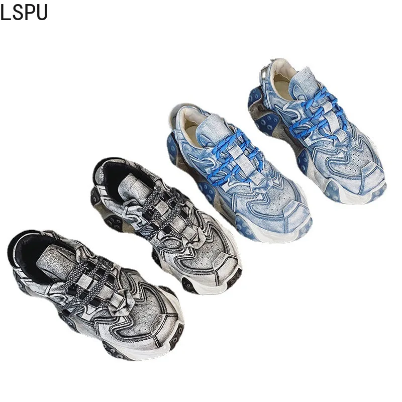 

Обувь Женская осенне-зимняя коллекция 2021 года, Уличная обувь для папы, женская кожаная обувь осьминог на толстой подошве, универсальная спо...