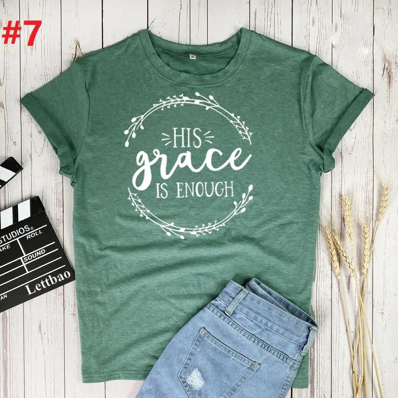 

His Grace Is Enough New Arrivals Printed T shirts Women Casual Tee Short Sleeve Men Tops Fashion Streetwear