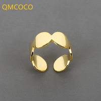 qmcoco silver color simple round shape open rings for women men punk trendy adjustable ring fashion jewelry delicacy gifts