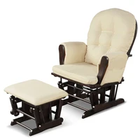 Glider and Ottoman Cushion Set Wood Baby Nursery Rocking Chair HW67557