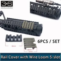 6pcsset tactical airsoft 5 slot rail cover with wire loom flashlight accessories picatinny rail accessories