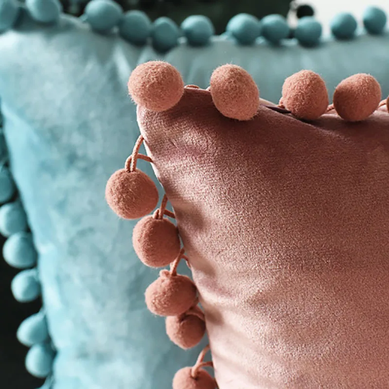 

Luxury Velvet Decorative Cushion Cover Nordic Sofa Living Room Home Decor Throw Pillows Plush Fabric Pillowcase Hair Ball