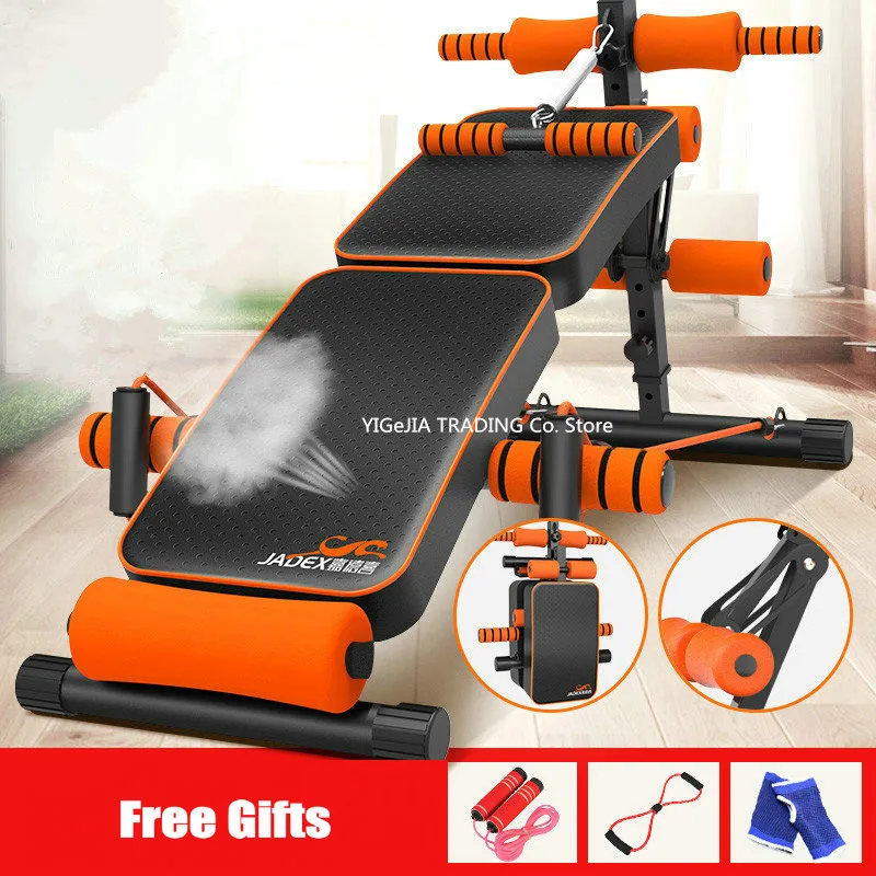 Multifunctional Sit-ups Bench with Spring Booster, Foldable Dumbbell Bench Supine Board with Steel Frame, Workout Incline Board