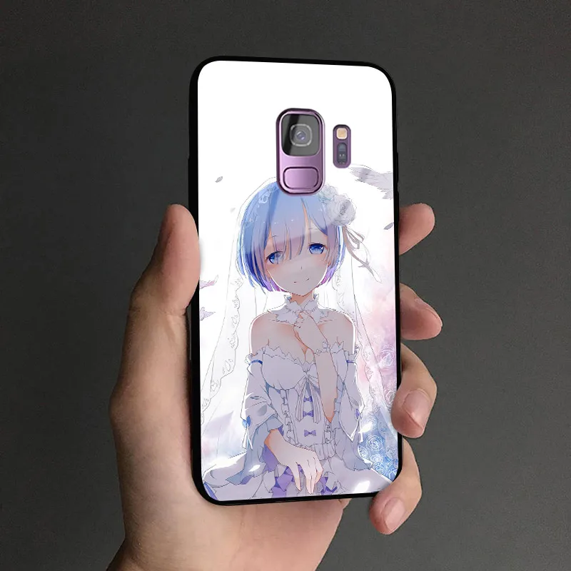 AE 2132 Re Zero Аниме Ram Rem Emilia чехол для телефона для samsung Galaxy S8 S9 S10e S10 Note 8 9 10 Plus закаленное стекло Мягкий силиконовый чехол - Цвет: AE 2132