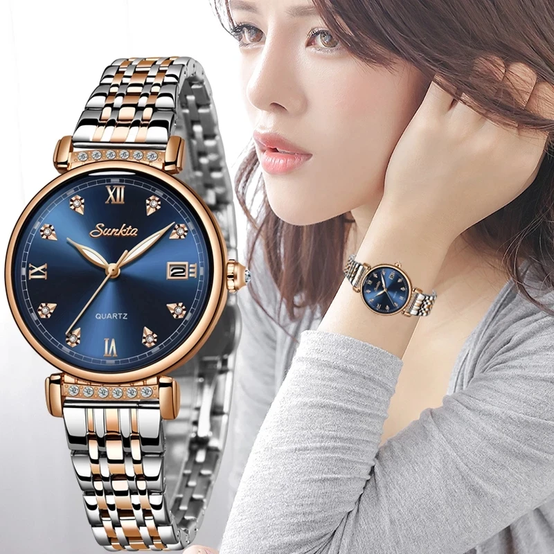 

Montre Femme SUNKTA New Women Watch Top Luxury Brand Creative Design Steel Women's Wrist Watches Female Clock Relogio Feminino